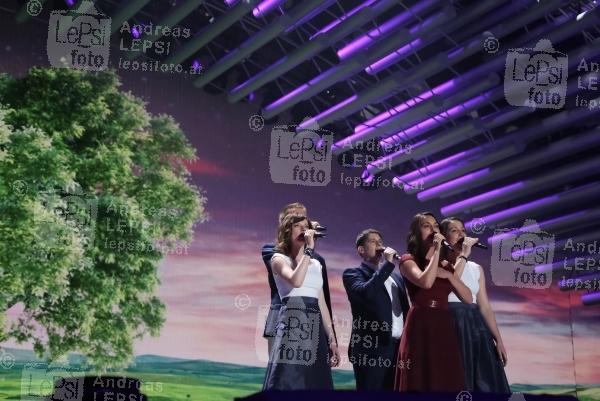 22.05.2015 |  Wiener Stadthalle |  veranstaltet v. EBU, ORF u. Stadt Wien<br>im Bild:<br> Boggie, Wars for Nothing, Ungarn -a. d. Eurovision Song Contest-B&uuml;hne