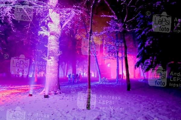 03.12.2023 |  Schlosspark Laxenburg |  2023 – Installationen internationaler Lichtkünstler<br>im Bild:<br> DONNER WALD, -im Schnee,