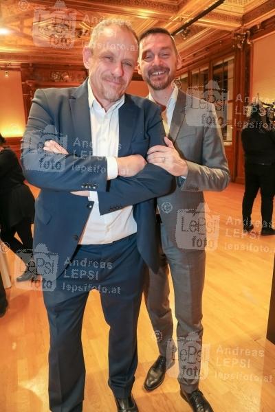 160 Jahre M.Maurer 25.01.2024 | Palais Niederösterreich | Das Wiener Traditionsunternehmen M.Maurer feiert Jubiläum<br>im Bild:<br> Gery Keszler, Miha Veberic,