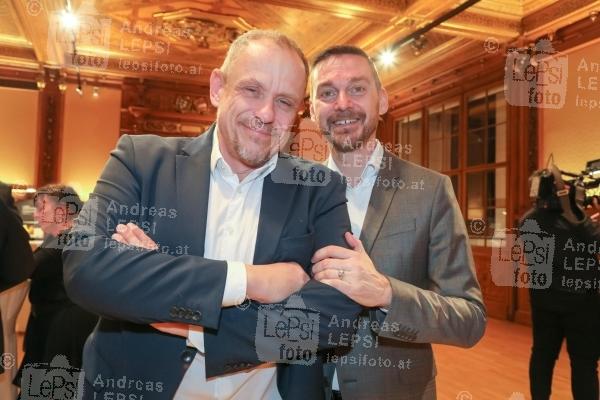160 Jahre M.Maurer 25.01.2024 | Palais Niederösterreich | Das Wiener Traditionsunternehmen M.Maurer feiert Jubiläum<br>im Bild:<br> Gery Keszler, Miha Veberic,