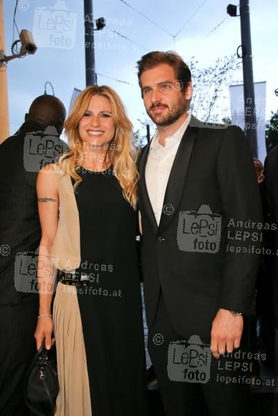 Vienna Awards - Fashion u. Lifestyle 24.04.2014 | MAK | Gala der Modekreativen in Österreich<br>im Bild:<br> Michelle Hunziker, Tomaso Trussardi