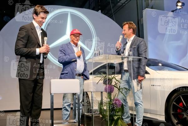 12.06.2014 |  MetaStadt |  veranstaltet von Mercedes-Benz &Ouml;sterreich | PR - Robin Consult.at <br>Im Bild:<br> Toto Wolff, Niki Lauda, Ernst Hausleitner