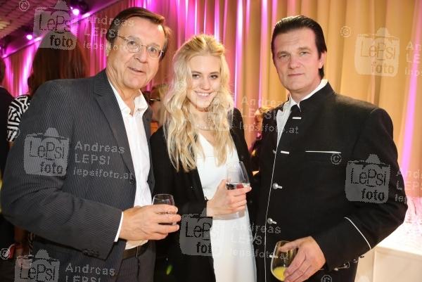 ORF GET-TOGETHER 15.09.2015 | ORF Zentrum | anlässlich d. Programmpräsentation 2016<br>im Bild:<br> Hans Mahr, Larissa Marolt -mit Vater u. Manager Heinz Anton Marolt