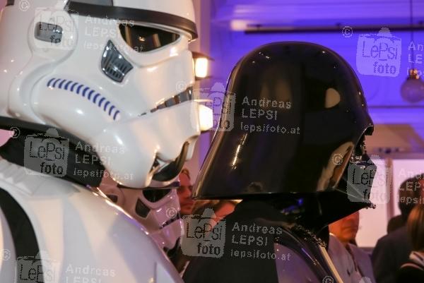17.12.2015 |  MAK Wien |  ViP Opening zur Ausstellung aus dem Lucasfilm-Archiven<br>im Bild:<br> Star Wars Charaktere - Darth Vader, Sturmtruppen-Krieger