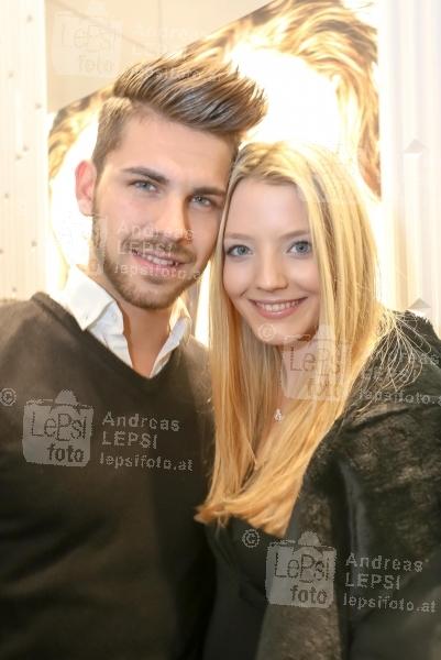 SWAROVSKi RE-OPENING 11.02.2016 |  Flagship Store Swarovski |  auf der Wiener Kärtner Straße<br>im Bild:<br> Chiara Pisati -mit Freund Mister Vienna Patrick Kunst