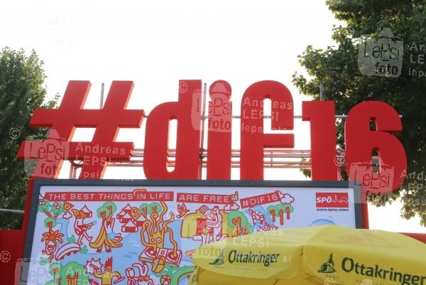 24.-26.06.2016 |  Donauinsel – Neue Donau |  33. Donauinselfest, Musik Festival<br>im Bild:<br> Fr, 24.6: Logo, Branding DIF 2016