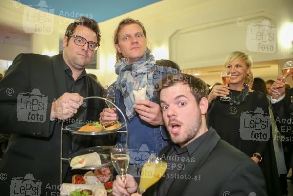 Österreichischer Kabarettpreis 2016 08.11.2016 |  Wiener Urania |  Verleihungsgala<br>im Bild:<br> Gery Seidl, Florian Roehlich u. Dawid Krammer -FLO & WISCH