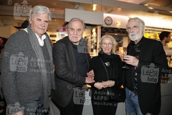 ZWEI HERREN IM ANZUG – Film Premiere 27.03.2018 | Votiv Kino | eine Familiensaga von Josef Bierbichler<br>im Bild:<br> Peter Simonischek, Josef Bierbichler, Michael Haneke -mit Gattin Susi
