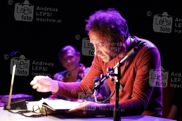 CHRISTOPHER JUST - Catania Airport Club 16.05.2018 | Wiener Ateliertheater | Lesung u. Buchpräsentation<br>im Bild:<br> Christopher Just, Gerald Votava,