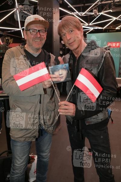 23.04.2019 |  Grelle Forelle |  Farewell-Party zum Eurovision Song Contest 2019 <br>im Bild:<br> Eberhard Forcher, Dominic Heinzl,